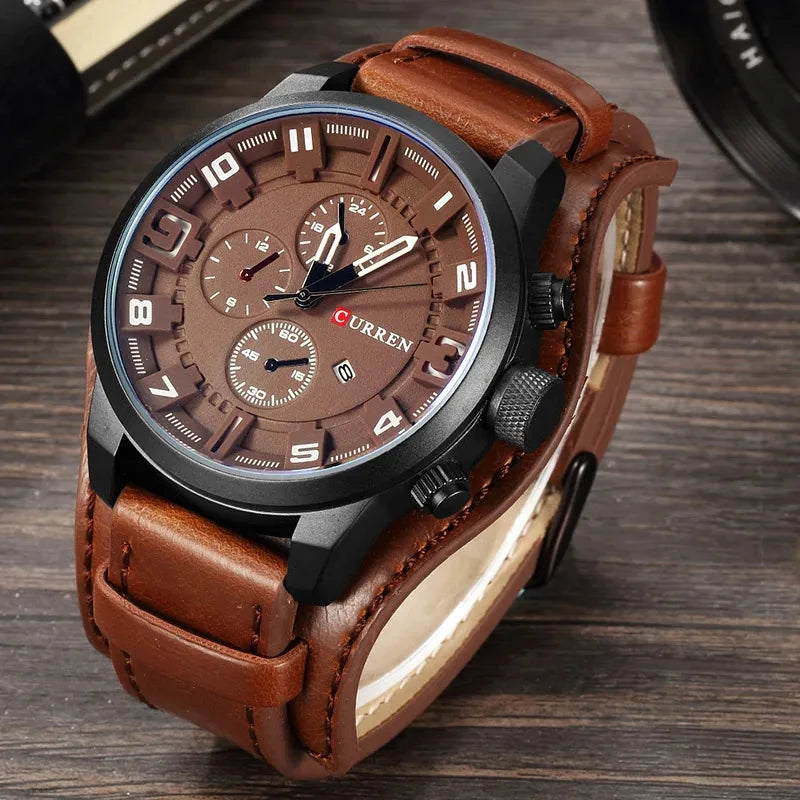 Rustic and Multifunction Men's Leather Watch - Vantgard Nortis Rustic and Multifunction Men's Leather Watch - Vantgard Nortis
