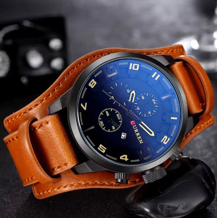Rustic and Multifunction Men's Leather Watch - Vantgard Nortis Rustic and Multifunction Men's Leather Watch - Vantgard Nortis