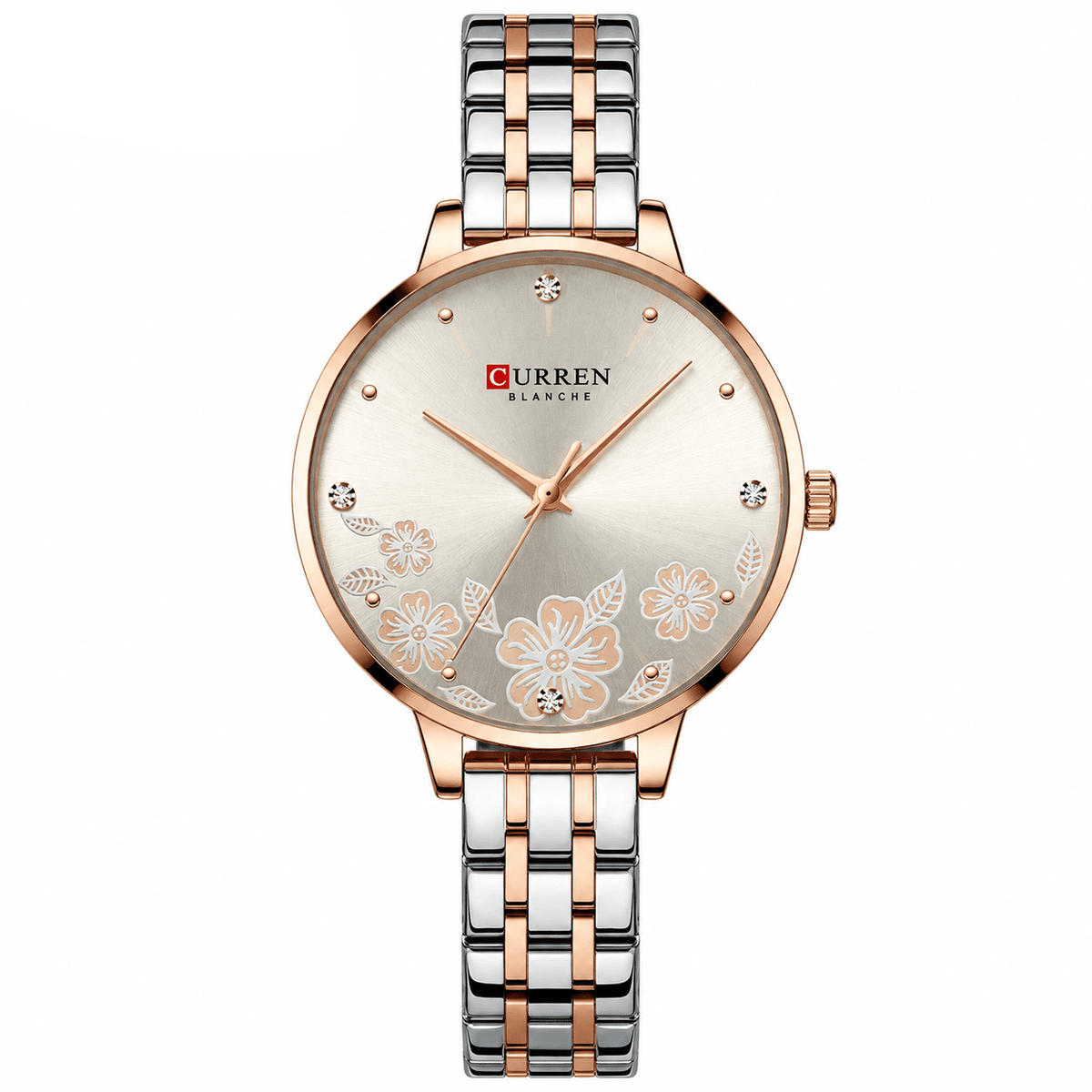 Ultra-Thin Women's Watch with Romantic Design & Stainless Steel Strap - Magie Chérie Ultra-Thin Women's Watch with Romantic Design & Stainless Steel Strap - Magie Chérie Silver Champagne