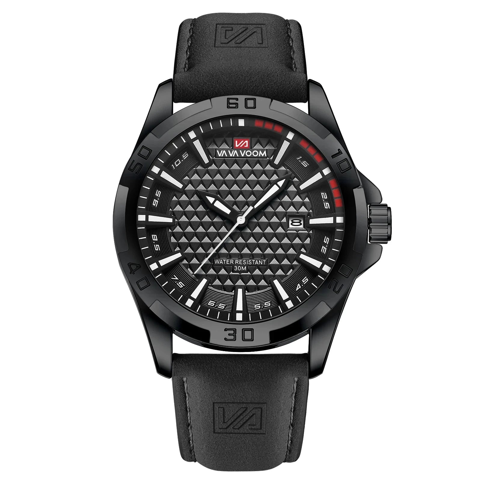 VA VA VOOM Men Casual Sport Military Quartz Calendar Wrist Watch for Man Business Leather Waterproof Male Clock Relogio Masculin Mavietto 2581P-YH China Mainland