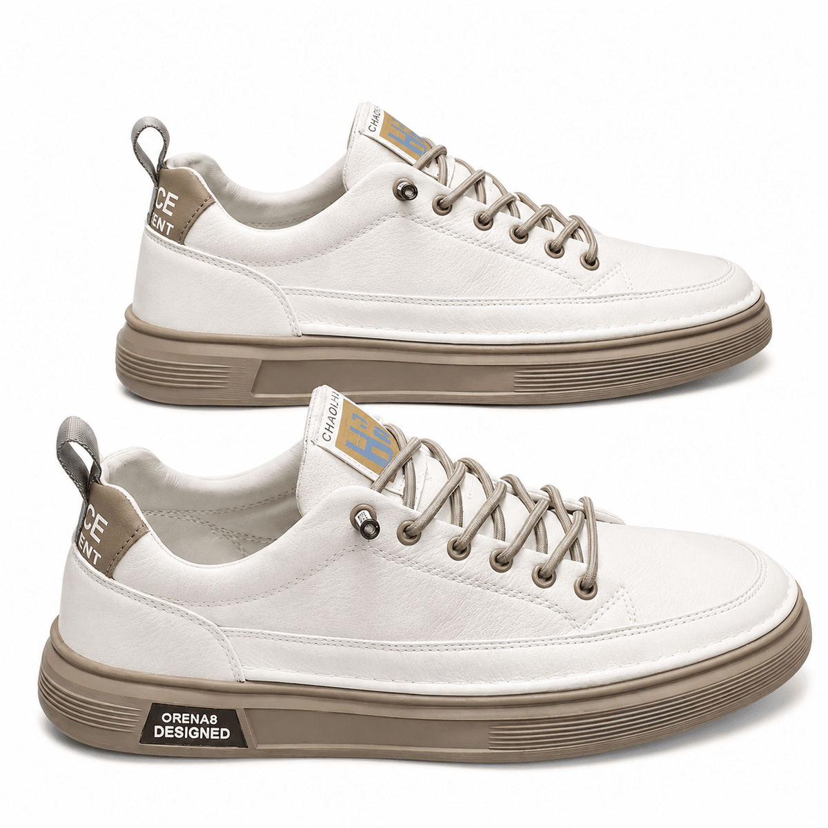 Versatile and Casual Men's Leather Sneakers - Bennett Versatile and Casual Men's Leather Sneakers - Bennett Beige
