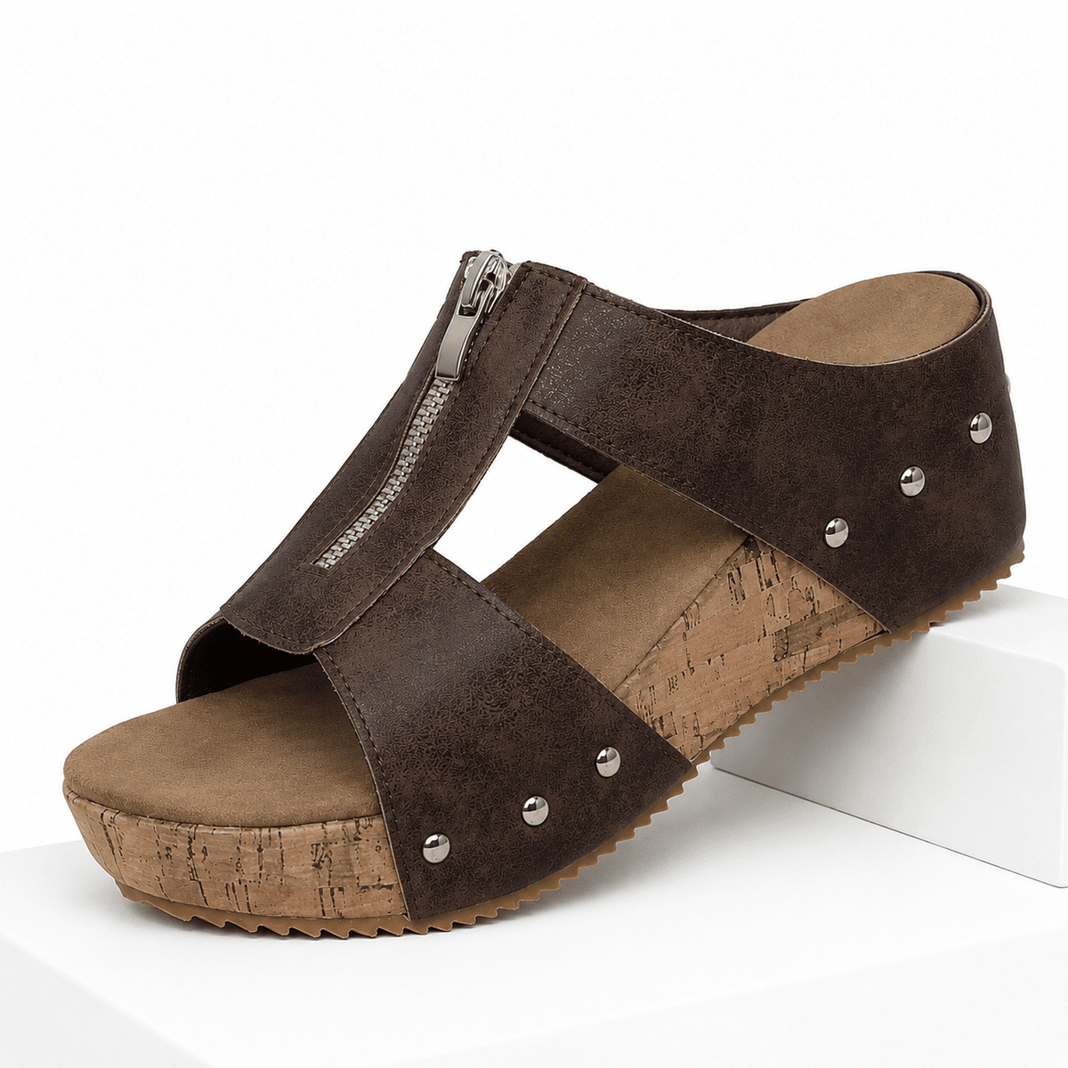 Versatile and Comfortable Women's Leather Platform Sandals – Zerina Versatile and Comfortable Women's Leather Platform Sandals – Zerina Dark Brown
