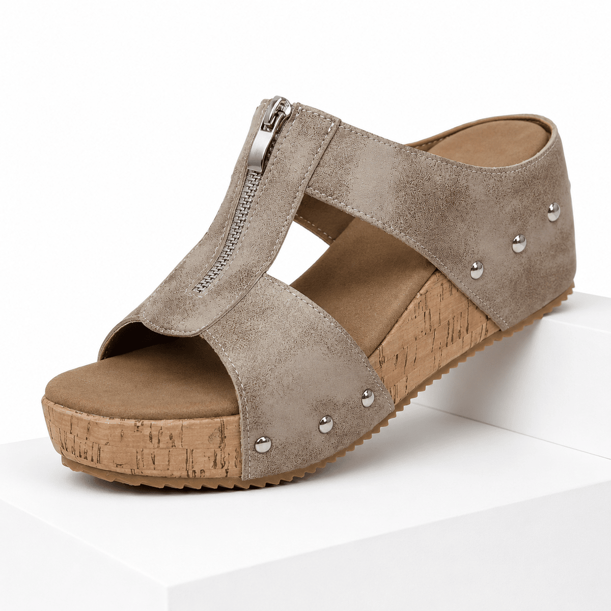 Versatile and Comfortable Women's Leather Platform Sandals – Zerina Versatile and Comfortable Women's Leather Platform Sandals – Zerina Khaki