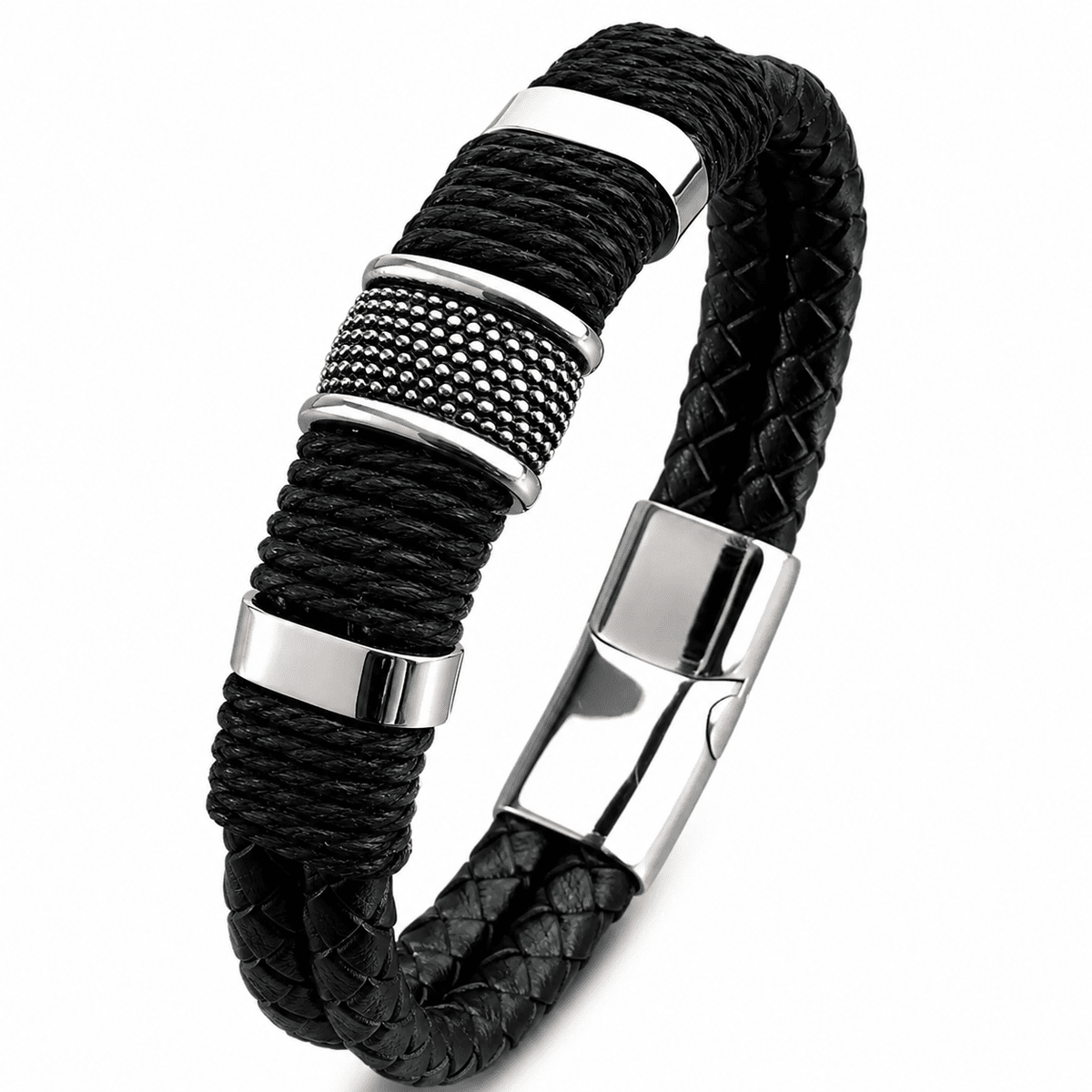 Versatile Leather Men’s Bracelet with Executive Design | ZAVRELL Versatile Leather Men’s Bracelet with Executive Design | ZAVRELL Black