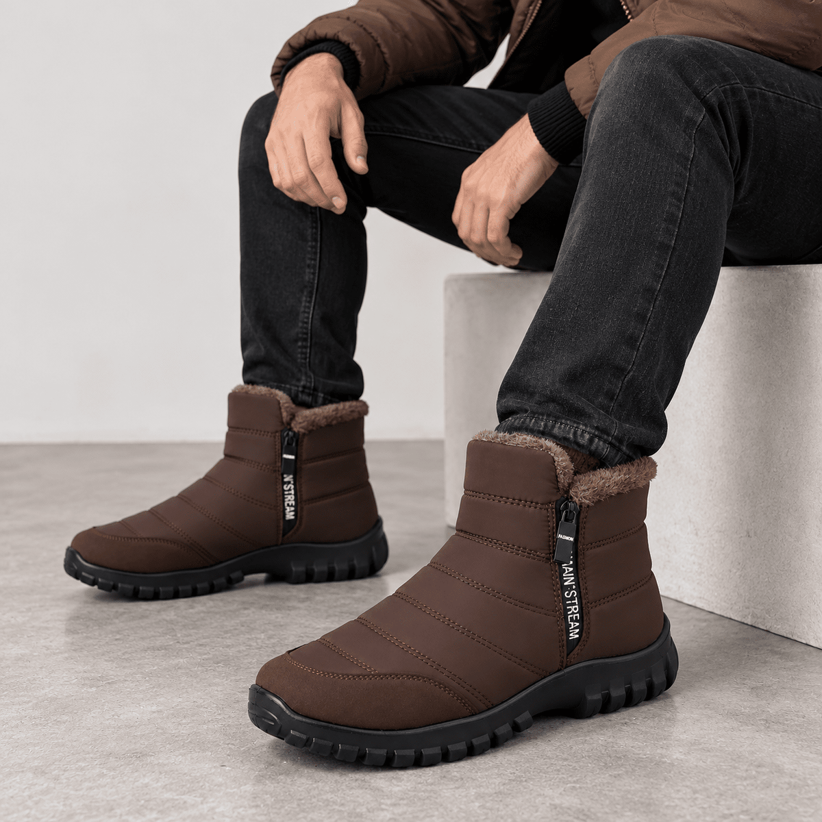 Winter Men Ankle Snow Boots Waterproof Non Slip Shoes for Men Casual Keep Warm Plush Plus Size Couple Footwear Chaussure Homme