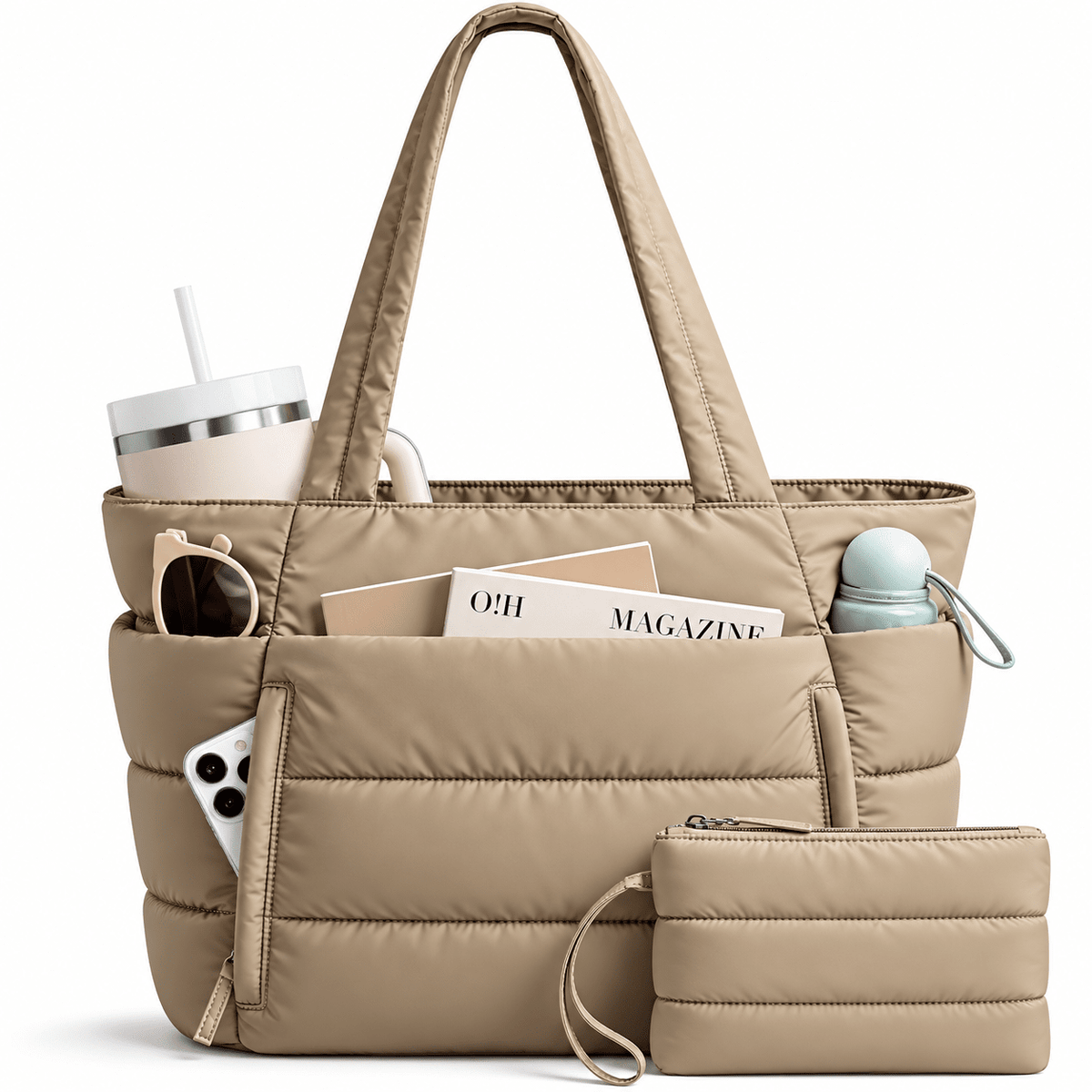 Women's 20-Liter Quilted Tote Bag with Large Capacity, Multiple Compartments, and Water Resistance — Lucie Roven Women's 20-Liter Quilted Tote Bag with Large Capacity, Multiple Compartments, and Water Resistance — Lucie Roven