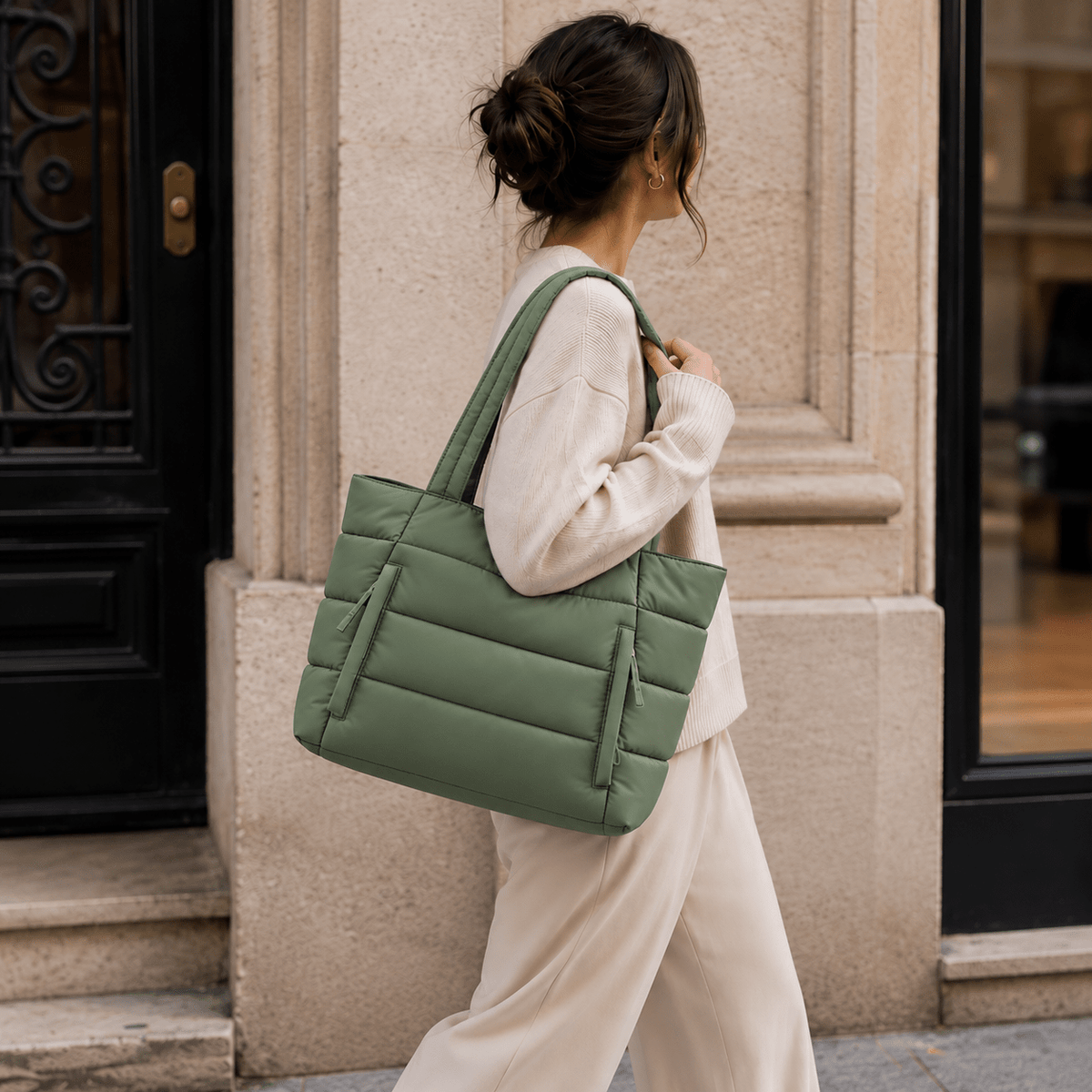 Women's 20-Liter Quilted Tote Bag with Large Capacity, Multiple Compartments, and Water Resistance — Lucie Roven Women's 20-Liter Quilted Tote Bag with Large Capacity, Multiple Compartments, and Water Resistance — Lucie Roven
