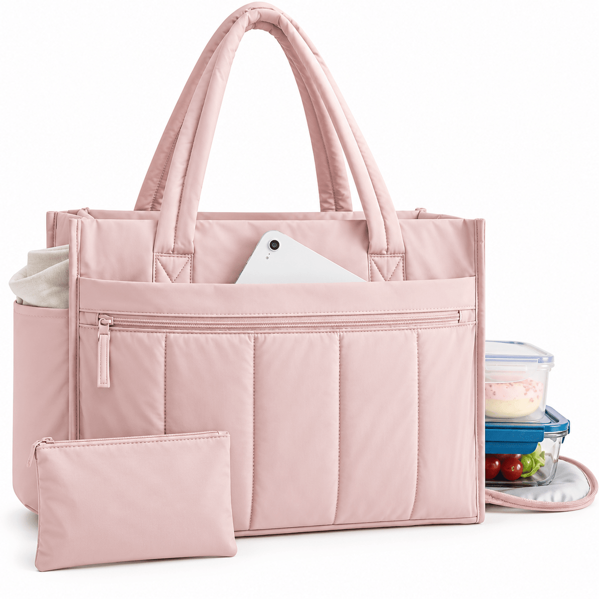 Women's 30L Padded Tote Bag with Large Capacity and Multifunctional Side Compartment – ELLISON Women's 30L Padded Tote Bag with Large Capacity and Multifunctional Side Compartment – ELLISON Pink