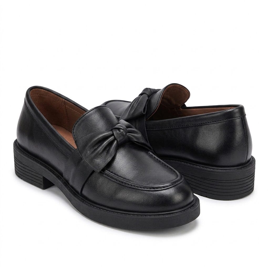 Women's Casual Leather Loafers, Comfortable, Charming, with a Retro Bow – MELINIE Women's Casual Leather Loafers, Comfortable, Charming, with a Retro Bow – MELINIE