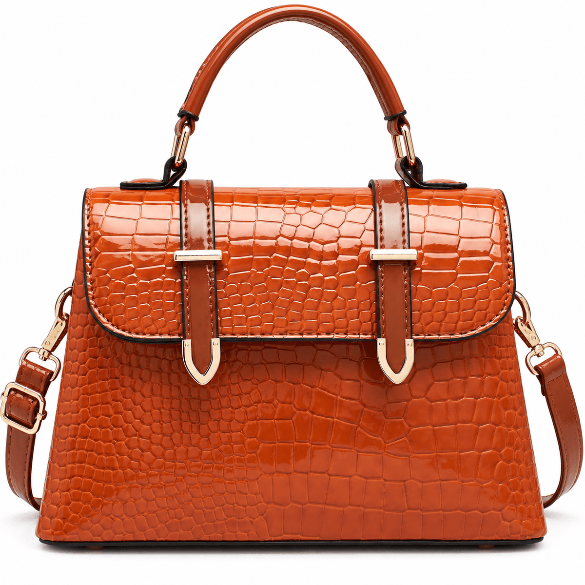 Women's Elegant Crocodile-Textured Leather Handbag with Vintage Design – Josephine Women's Elegant Crocodile-Textured Leather Handbag with Vintage Design – Josephine