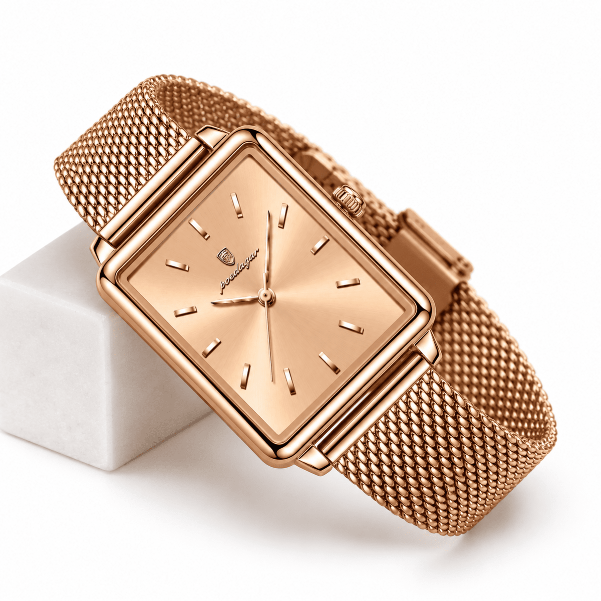 Women's Elegant Waterproof Watch with Square Dial and Stainless Steel Band | Léa Prestige Women's Elegant Waterproof Watch with Square Dial and Stainless Steel Band | Léa Prestige