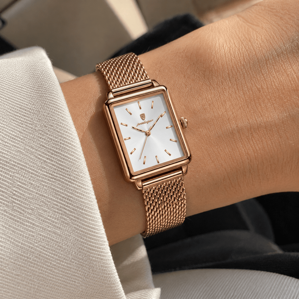 Women's Elegant Waterproof Watch with Square Dial and Stainless Steel Band | Léa Prestige Women's Elegant Waterproof Watch with Square Dial and Stainless Steel Band | Léa Prestige