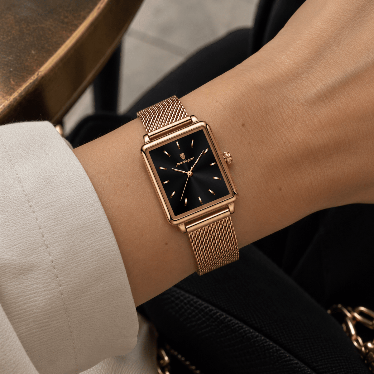 Women's Elegant Waterproof Watch with Square Dial and Stainless Steel Band | Léa Prestige Women's Elegant Waterproof Watch with Square Dial and Stainless Steel Band | Léa Prestige