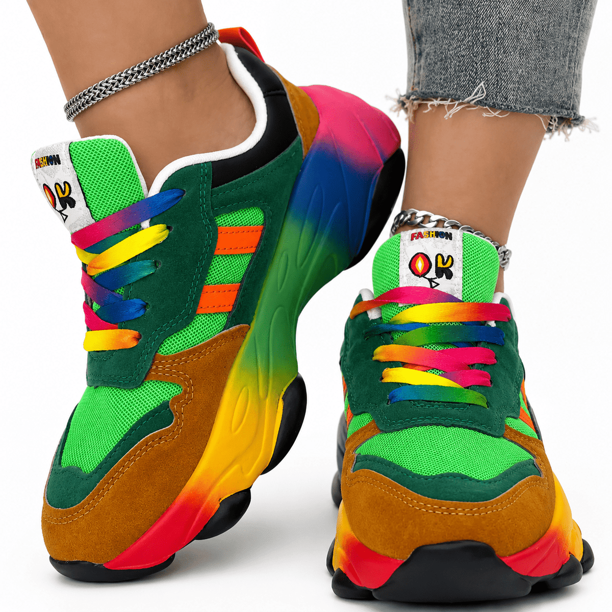 Women’s Fashion Leather Casual Sneakers – Vibrance Women’s Fashion Leather Casual Sneakers – Vibrance