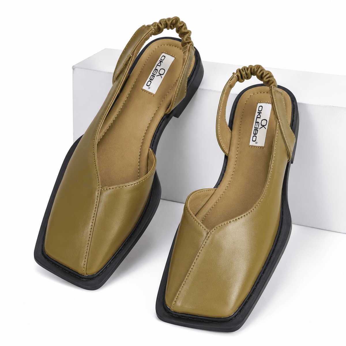 Women's Leather Square-Toe Sandals, Elegant Design & Padded Insole – Grace Women's Leather Square-Toe Sandals, Elegant Design & Padded Insole – Grace Avocado Green