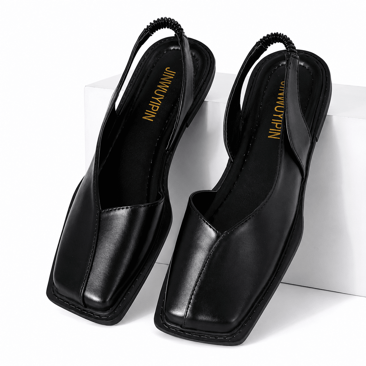 Women's Leather Square-Toe Sandals, Elegant Design & Padded Insole – Grace Women's Leather Square-Toe Sandals, Elegant Design & Padded Insole – Grace Black