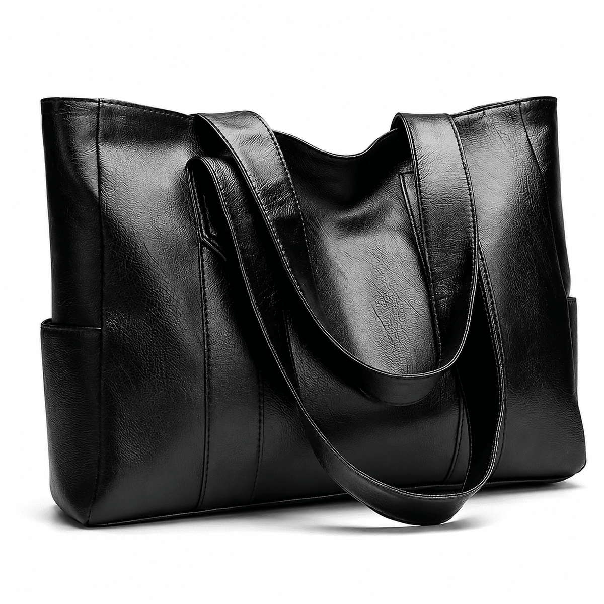 Women's Leather Tote Bag – Large Capacity & Vintage Design | VELMÉRIE Women's Leather Tote Bag – Large Capacity & Vintage Design | VELMÉRIE Black