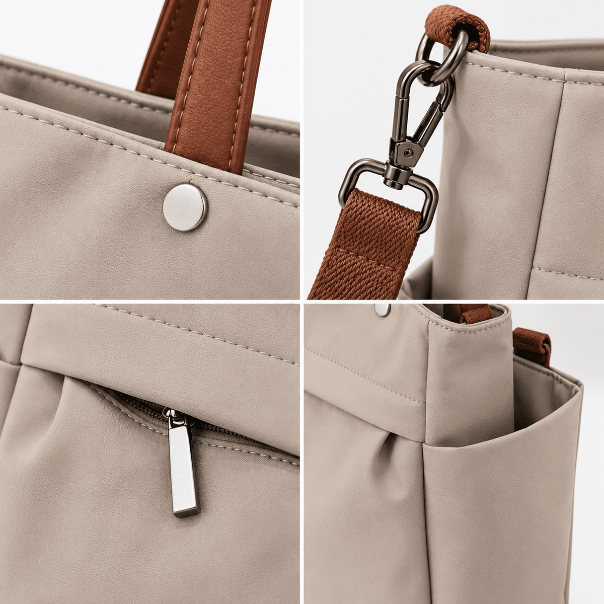 Women's Nylon Tote Bag with Multiple Pockets and Large Capacity — Élise Monceau Women's Nylon Tote Bag with Multiple Pockets and Large Capacity — Élise Monceau