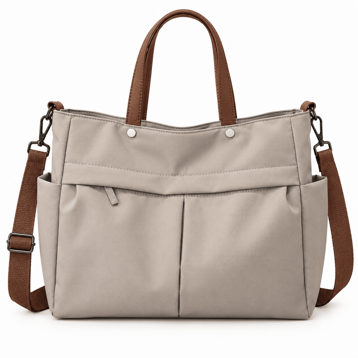 Women's Nylon Tote Bag with Multiple Pockets and Large Capacity — Élise Monceau Women's Nylon Tote Bag with Multiple Pockets and Large Capacity — Élise Monceau Gray
