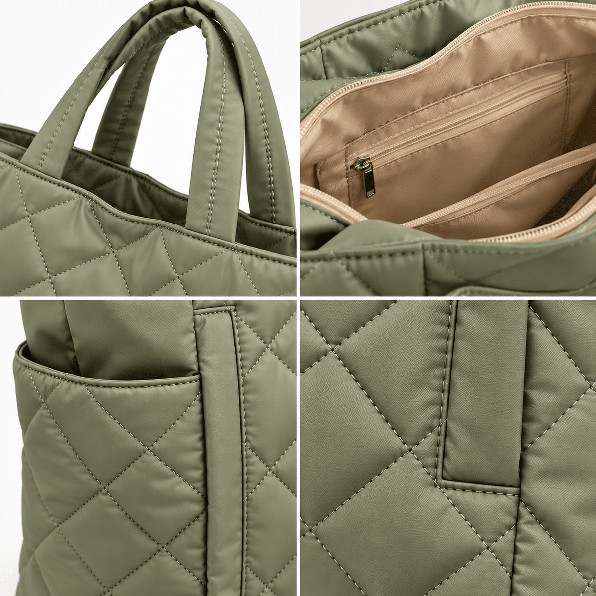 Women's Quilted Tote Bag with Multiple Compartments and Large Capacity — Odette Madeleine Women's Quilted Tote Bag with Multiple Compartments and Large Capacity — Odette Madeleine