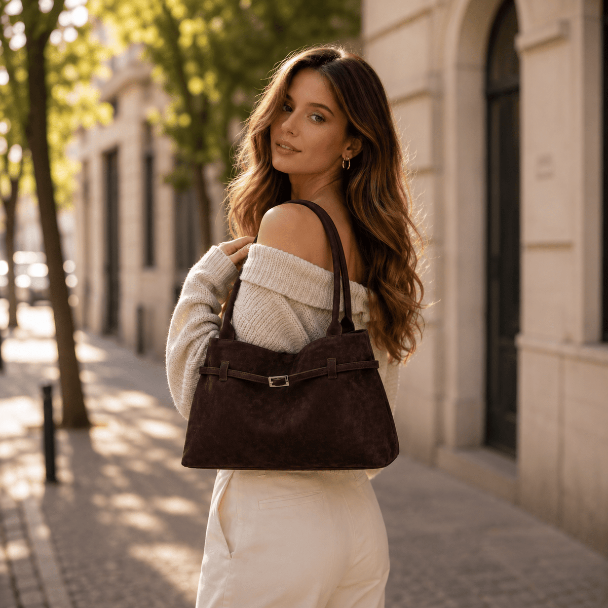Women's Suede Shoulder Bag — Delicate & Elegant Design | Maeline Women's Suede Shoulder Bag — Delicate & Elegant Design | Maeline