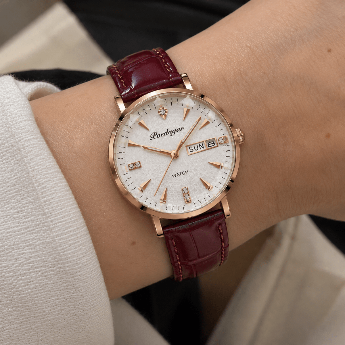 Women's Wristwatch with an Ultra-Thin Leather Strap and Charming Design – Élora Éveline Women's Wristwatch with an Ultra-Thin Leather Strap and Charming Design – Élora Éveline