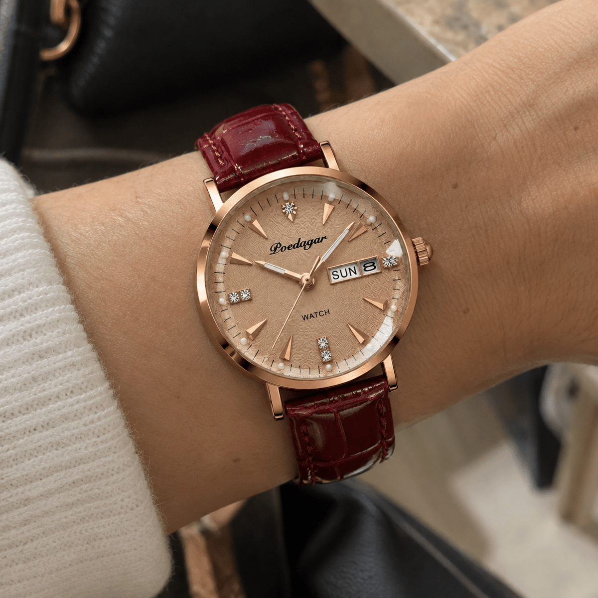 Women's Wristwatch with an Ultra-Thin Leather Strap and Charming Design – Élora Éveline Women's Wristwatch with an Ultra-Thin Leather Strap and Charming Design – Élora Éveline