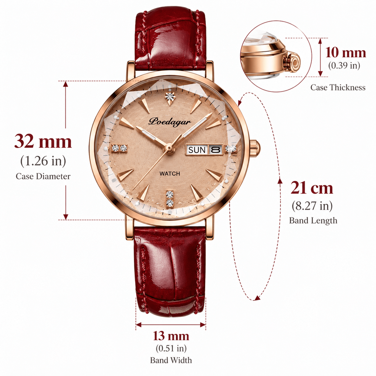 Women's Wristwatch with an Ultra-Thin Leather Strap and Charming Design – Élora Éveline Women's Wristwatch with an Ultra-Thin Leather Strap and Charming Design – Élora Éveline