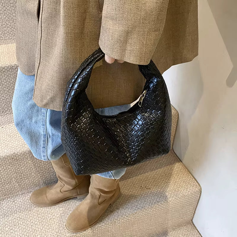 Woven Leather Large Capacity Women's Hobo Bag - Camille Woven Leather Large Capacity Women's Hobo Bag - Camille