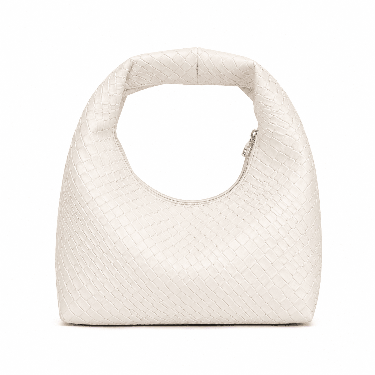 Woven Leather Large Capacity Women's Hobo Bag - Camille Woven Leather Large Capacity Women's Hobo Bag - Camille White
