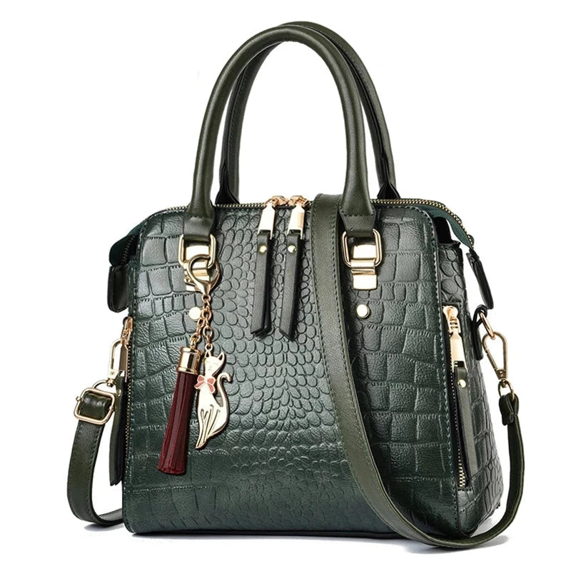 Yogodlns Luxury Crocodile Pattern Handbag Women Winter New PU Leather Tassel Shoulder Bag Brands Design Handle Bag Lady Purse Mavietto