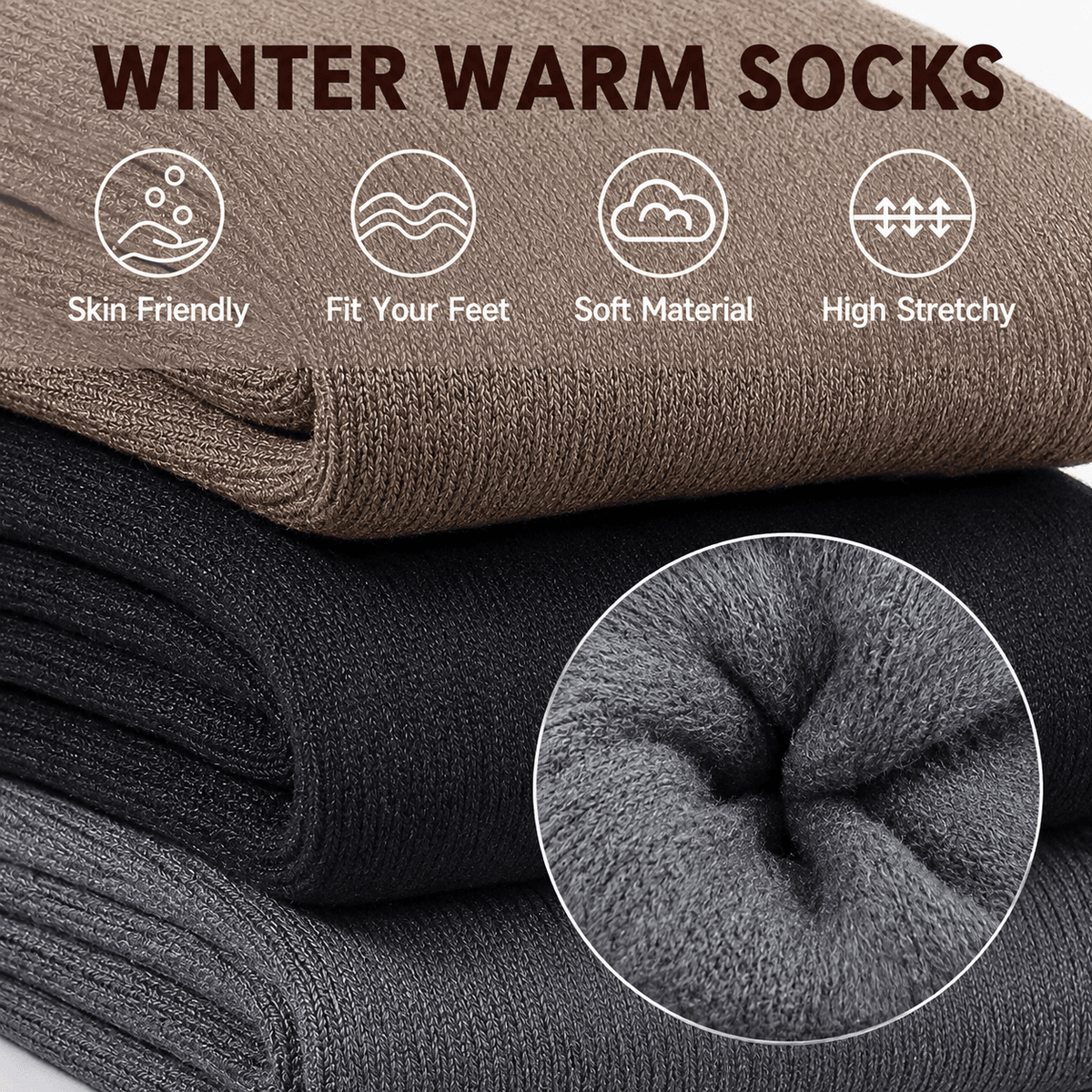 3-Pair Comfortable Thermal Socks Set – Thick, Plush & Reinforced at the Heel and Toe | NORD ELVORA 3-Pair Comfortable Thermal Socks Set – Thick, Plush & Reinforced at the Heel and Toe | NORD ELVORA 