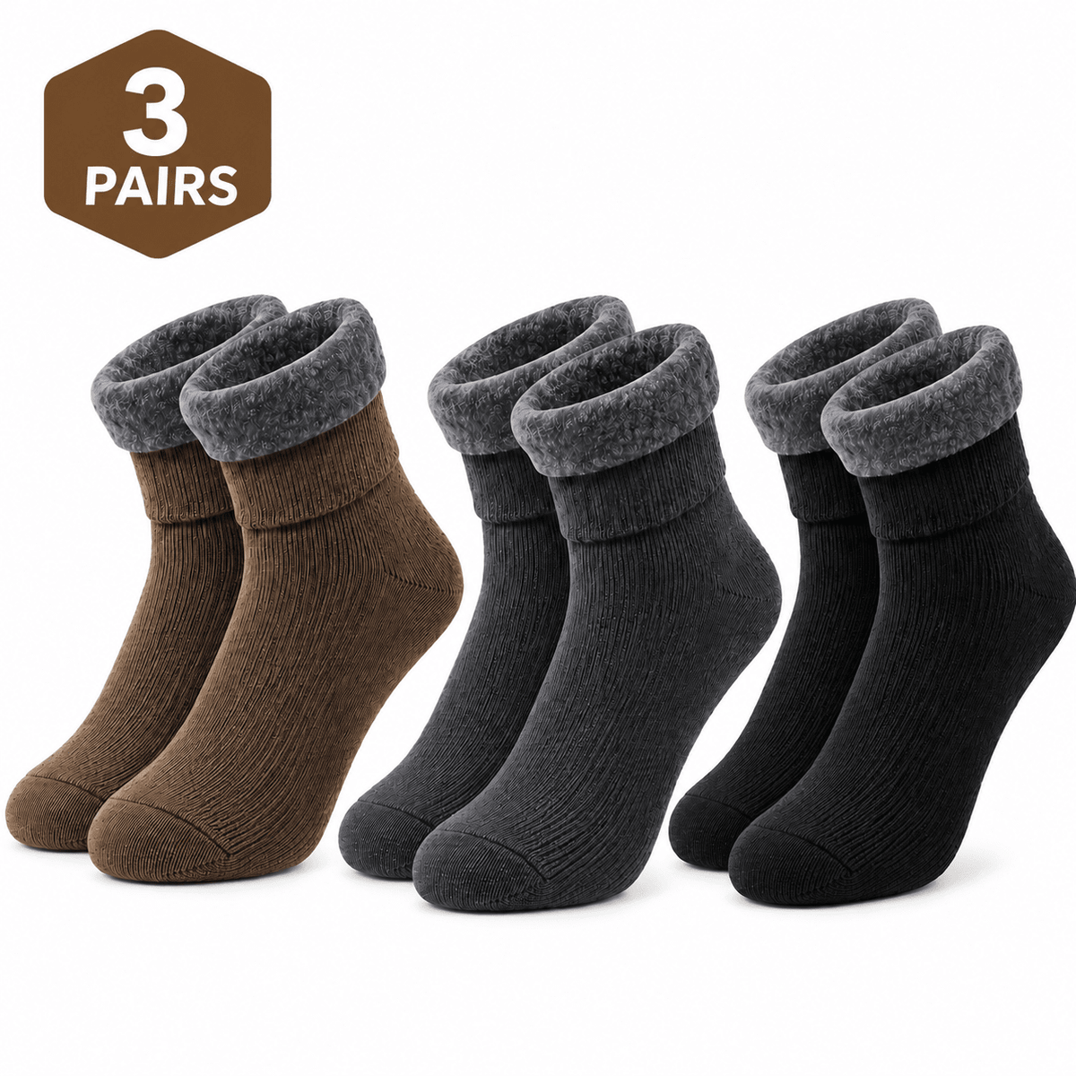 3-Pair Comfortable Thermal Socks Set – Thick, Plush & Reinforced at the Heel and Toe | NORD ELVORA 3-Pair Comfortable Thermal Socks Set – Thick, Plush & Reinforced at the Heel and Toe | NORD ELVORA 