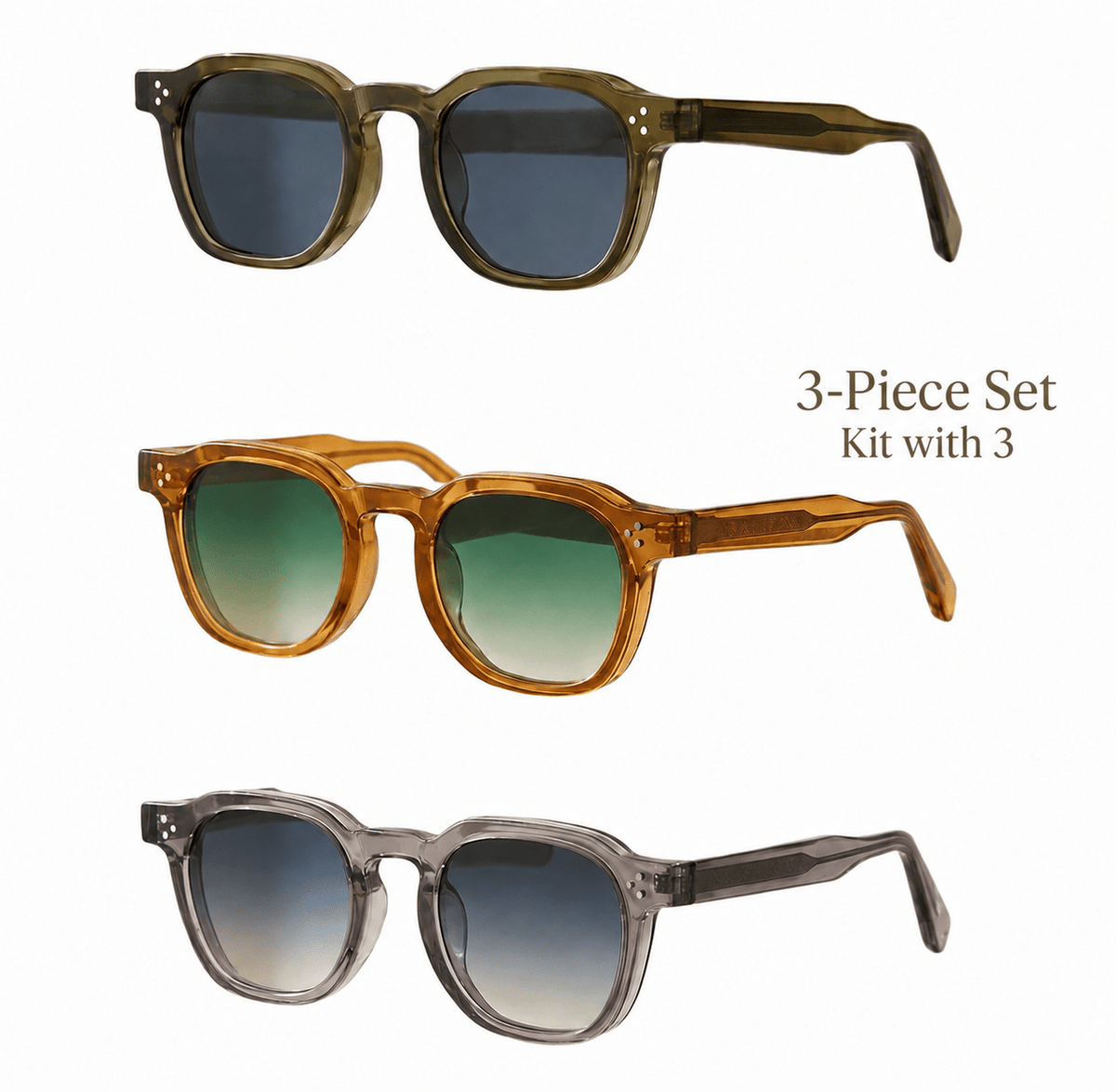 3-Piece Geometric Frame Unisex Sunglasses Set with UV400 Protection – Tripccie 3-Piece Geometric Frame Unisex Sunglasses Set with UV400 Protection – Tripccie Pack B