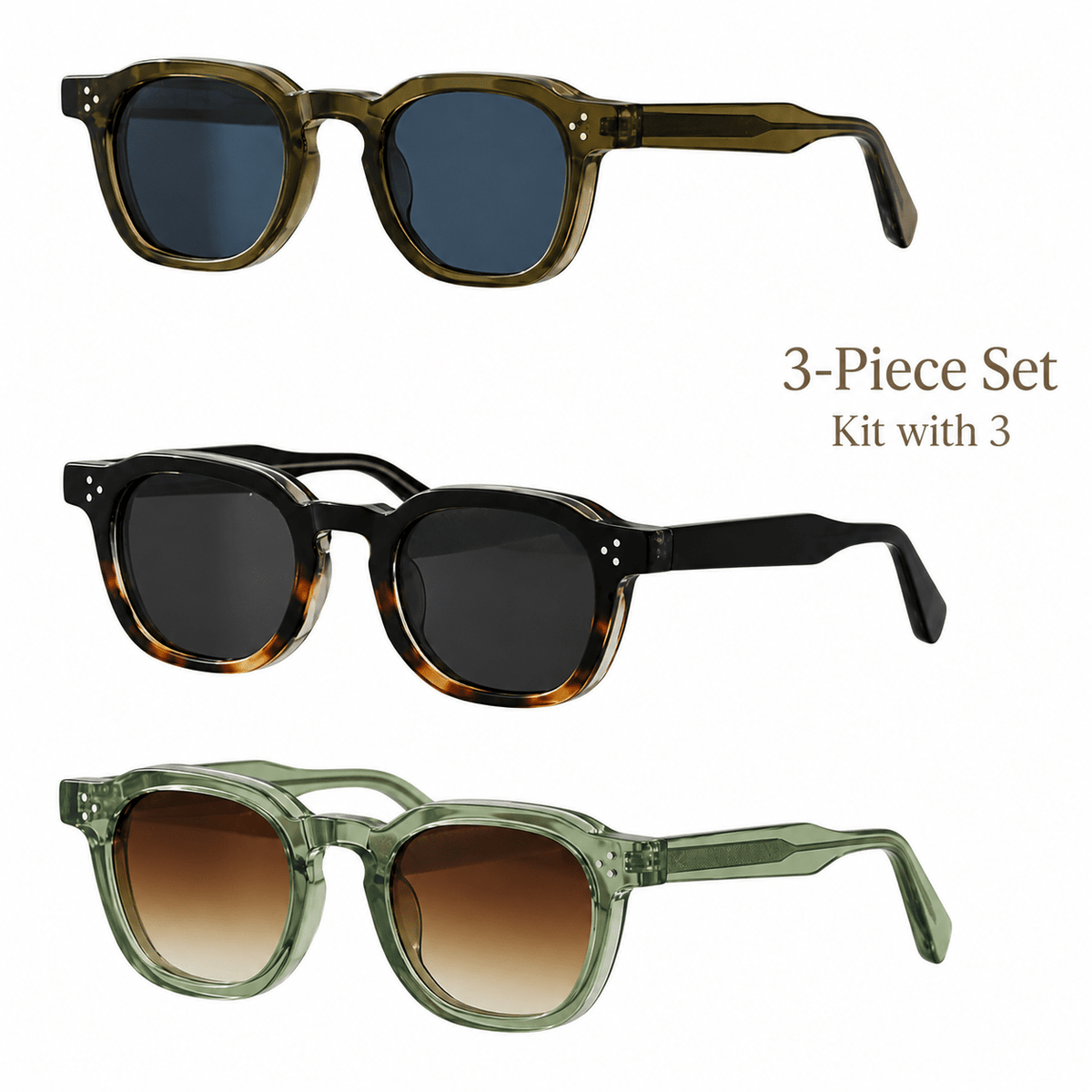3-Piece Geometric Frame Unisex Sunglasses Set with UV400 Protection – Tripccie 3-Piece Geometric Frame Unisex Sunglasses Set with UV400 Protection – Tripccie Pack I