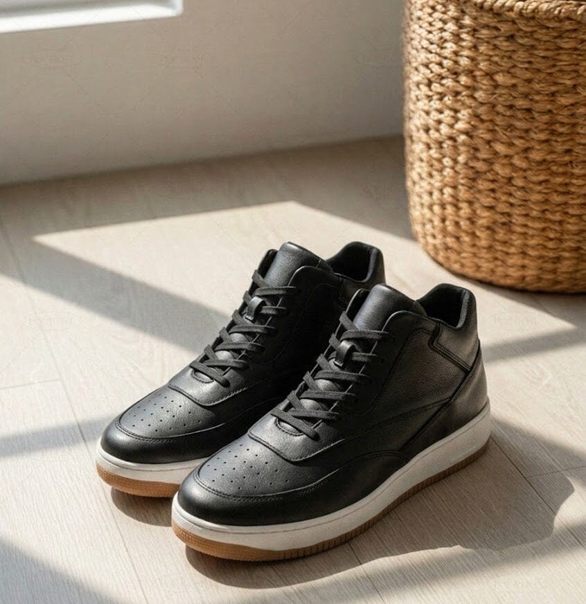 3.9-Inch Height Increasing Leather Sneakers - Montieri 3.9-Inch Height Increasing Leather Sneakers - Montieri 