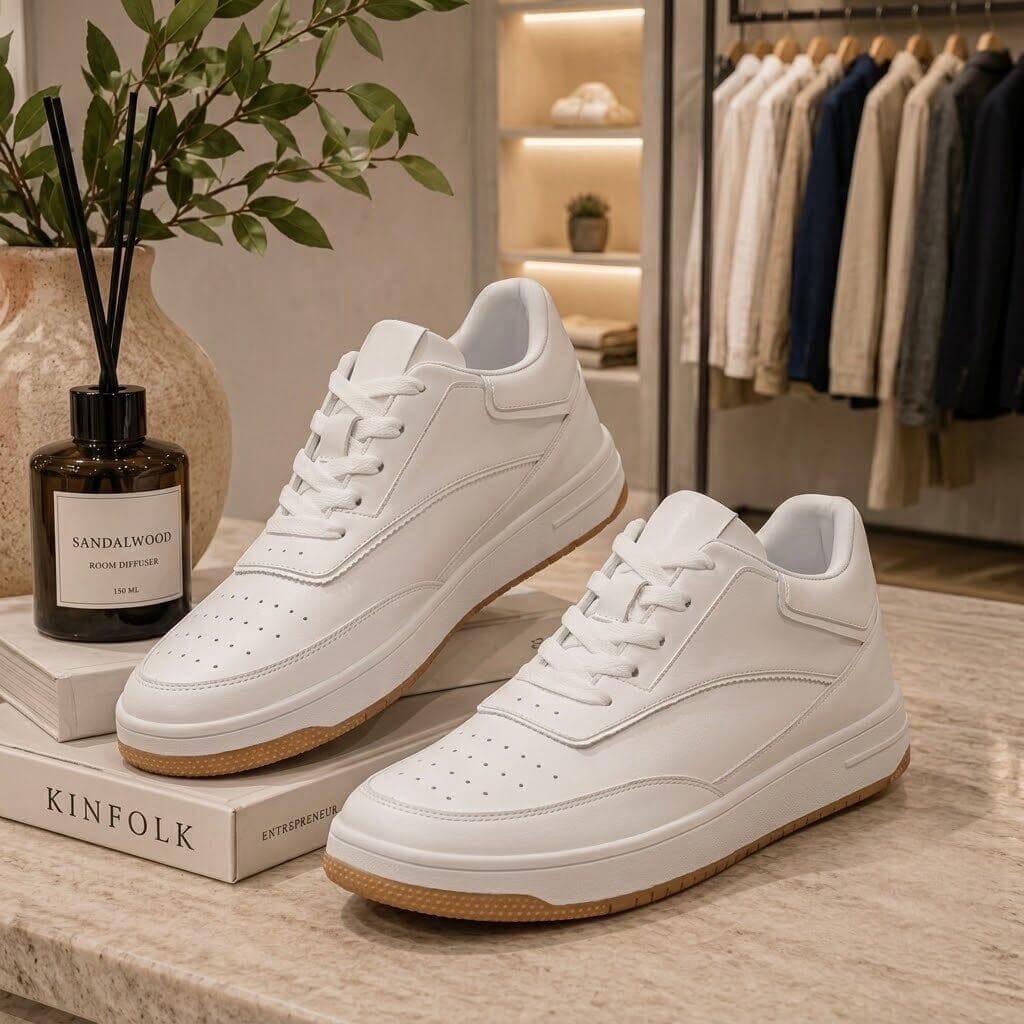 3.9-Inch Height Increasing Leather Sneakers - Montieri 3.9-Inch Height Increasing Leather Sneakers - Montieri 