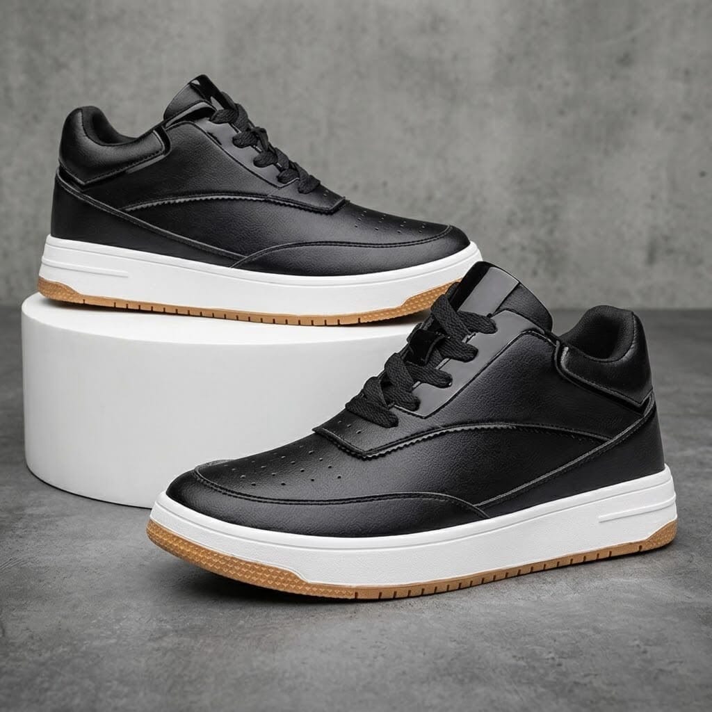 3.9-Inch Height Increasing Leather Sneakers - Montieri 3.9-Inch Height Increasing Leather Sneakers - Montieri 
