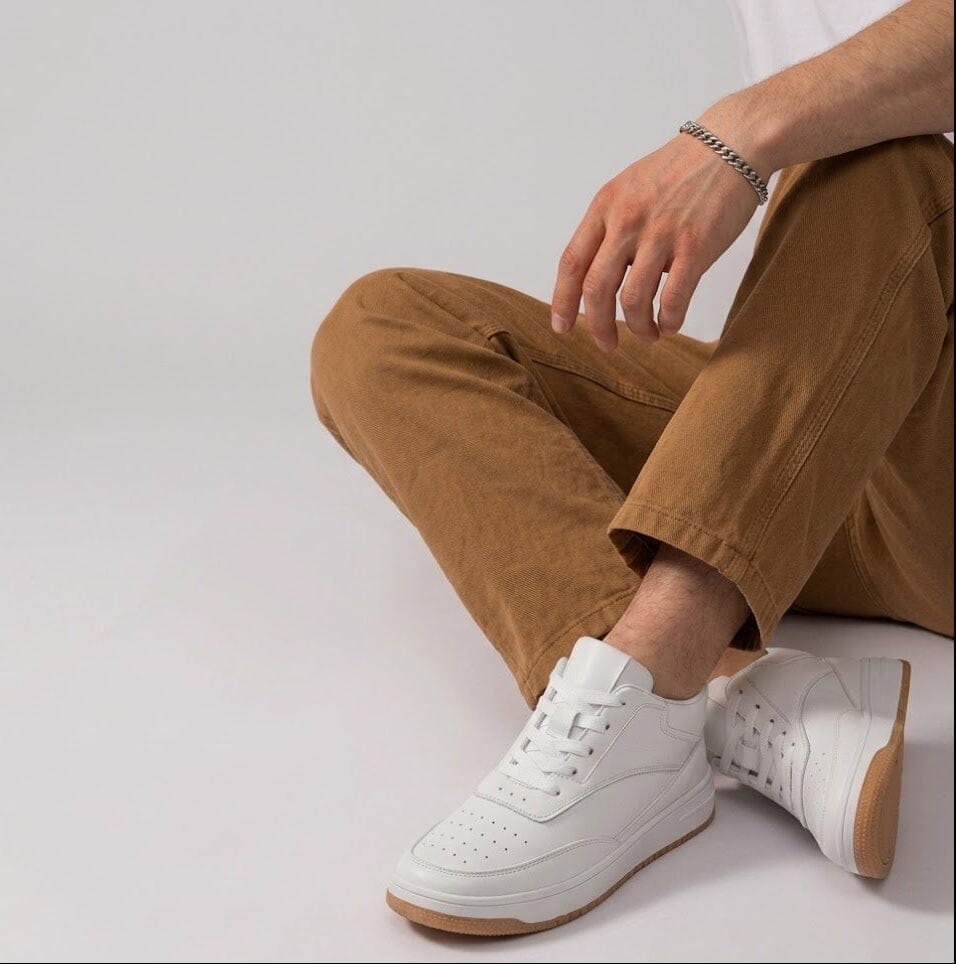 3.9-Inch Height Increasing Leather Sneakers - Montieri 3.9-Inch Height Increasing Leather Sneakers - Montieri 