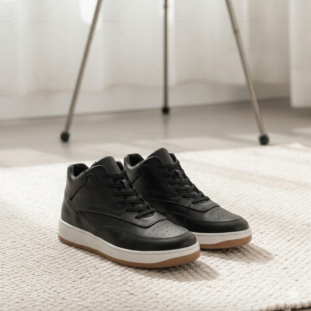 3.9-Inch Height Increasing Leather Sneakers - Montieri 3.9-Inch Height Increasing Leather Sneakers - Montieri 