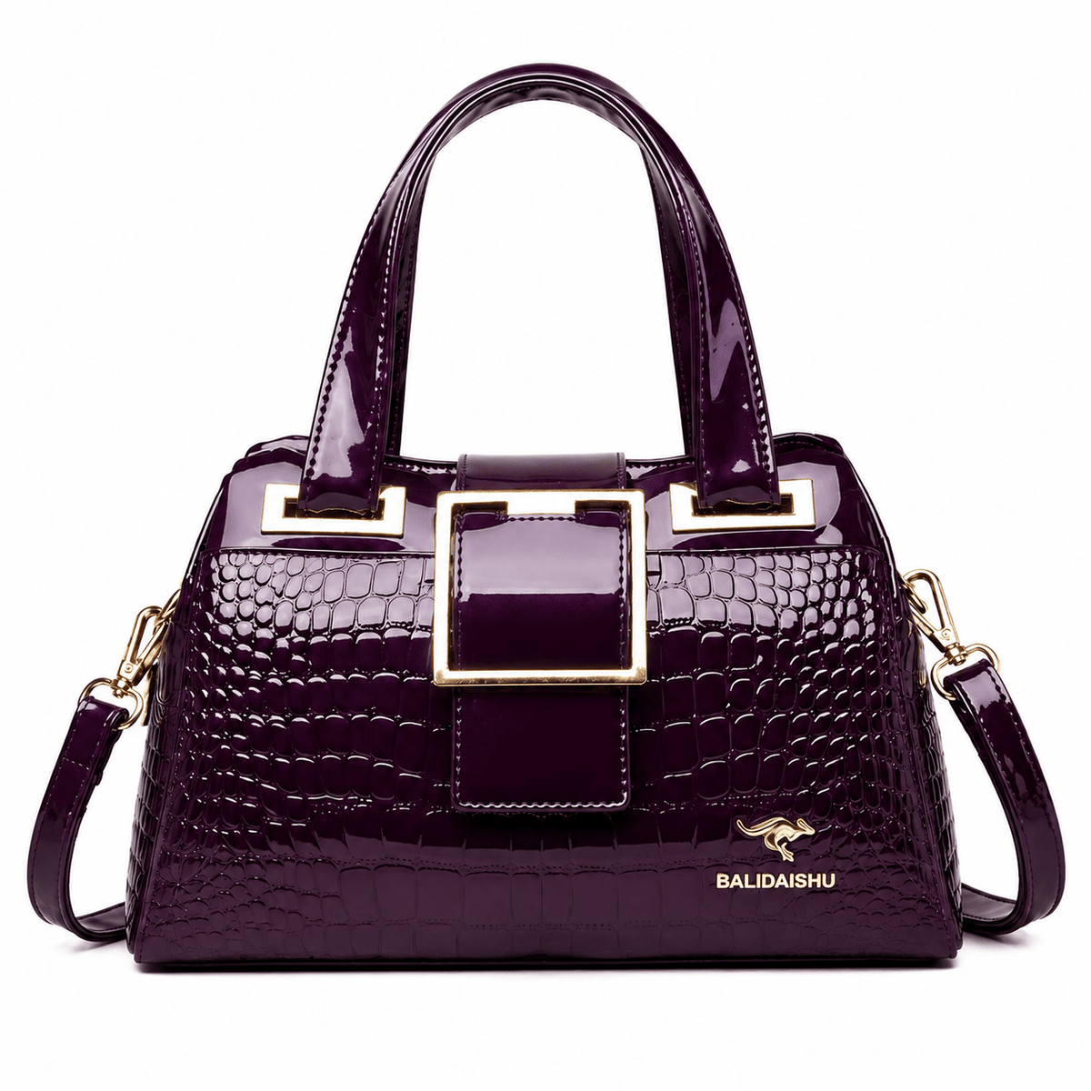 Carézia Women's Leather Handbag with Crocodile Texture — Elegant Design Carézia Women's Leather Handbag with Crocodile Texture — Elegant Design Purple Red