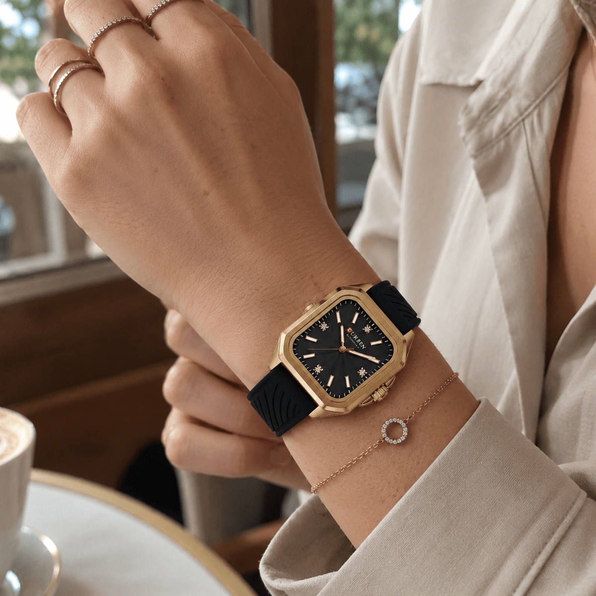 Charming Women's Square Watch with Premium Silicone Strap – Sophie Elara Charming Women's Square Watch with Premium Silicone Strap – Sophie Elara 