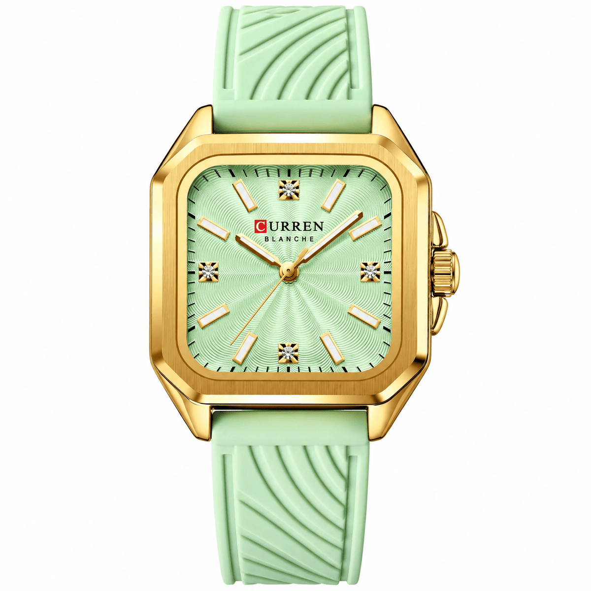 Charming Women's Square Watch with Premium Silicone Strap – Sophie Elara Charming Women's Square Watch with Premium Silicone Strap – Sophie Elara Green