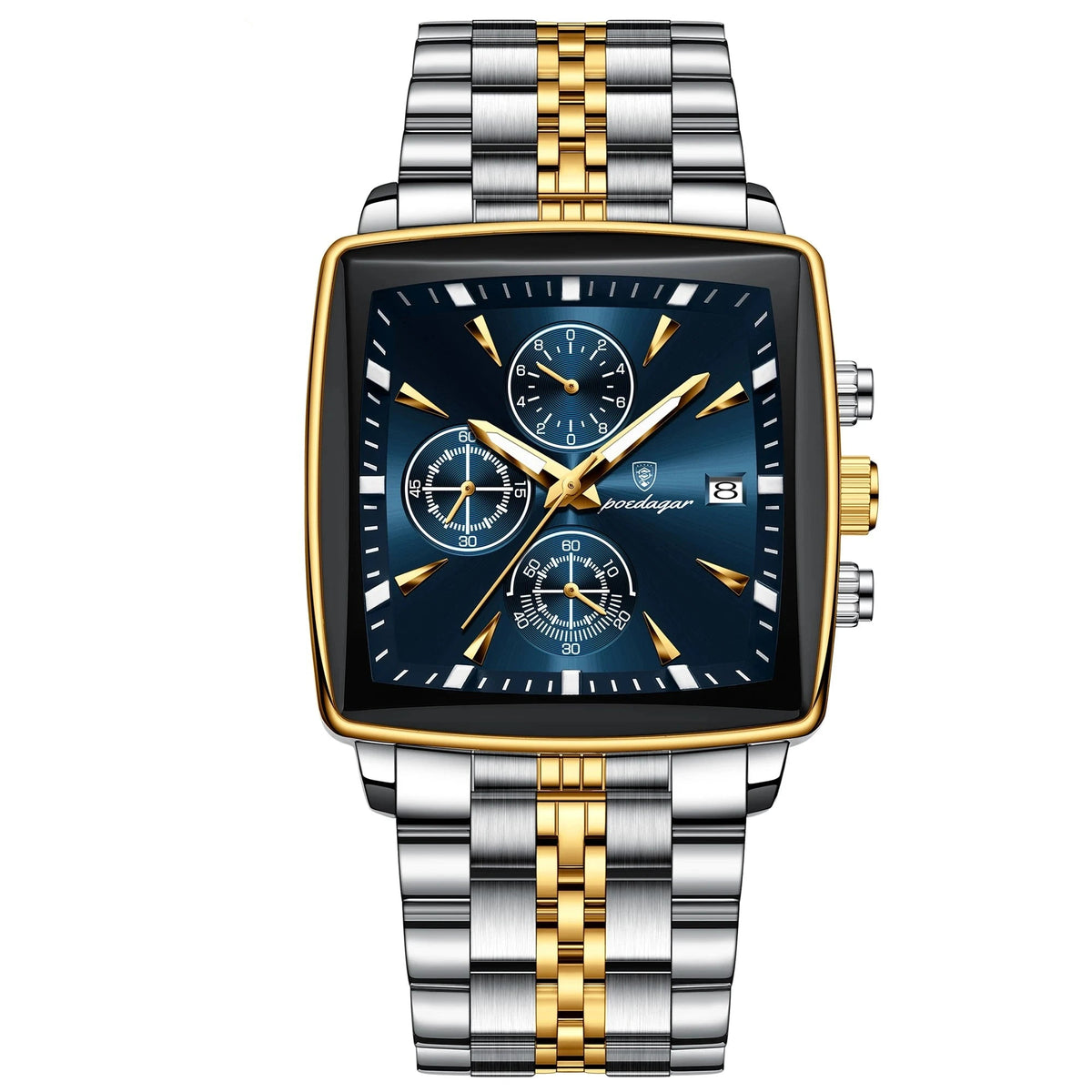Classic and Elegant Men's Stainless Steel Executive Watch - Cesarion Prime Classic and Elegant Men's Stainless Steel Executive Watch - Cesarion Prime Gold Blue