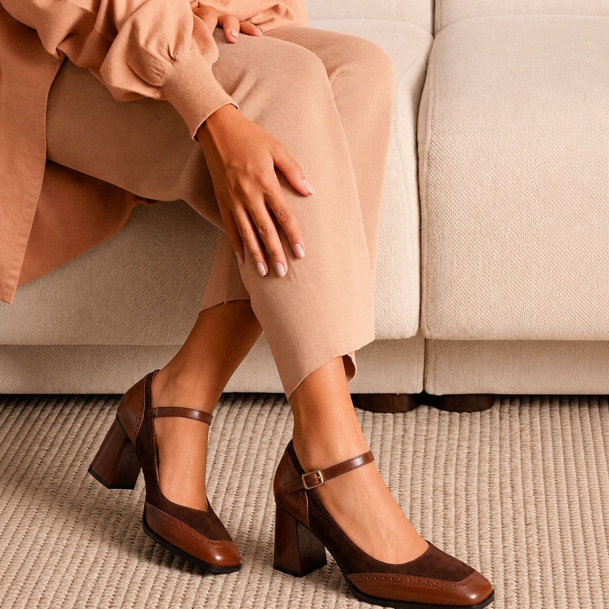 Classic and Elegant Women's Sandals, Square Toe, Block Heel and Vintage Design – Délinie Classic and Elegant Women's Sandals, Square Toe, Block Heel and Vintage Design – Délinie 