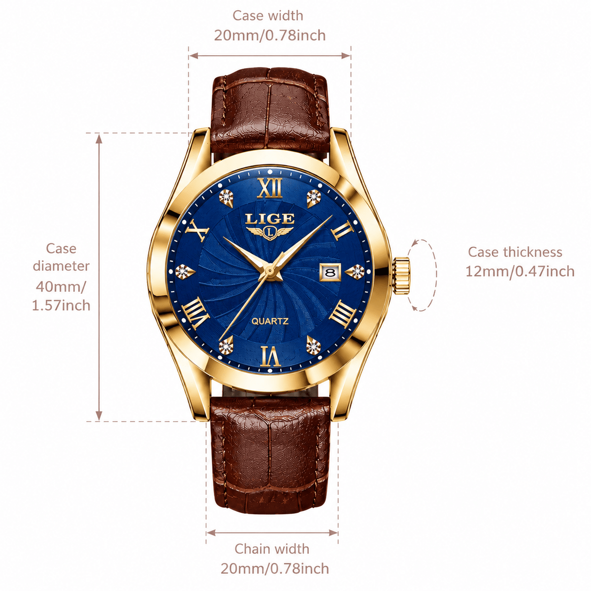 Classic Women's Watch with Leather Strap & Luxury Design — Belle Margot Classic Women's Watch with Leather Strap & Luxury Design — Belle Margot 