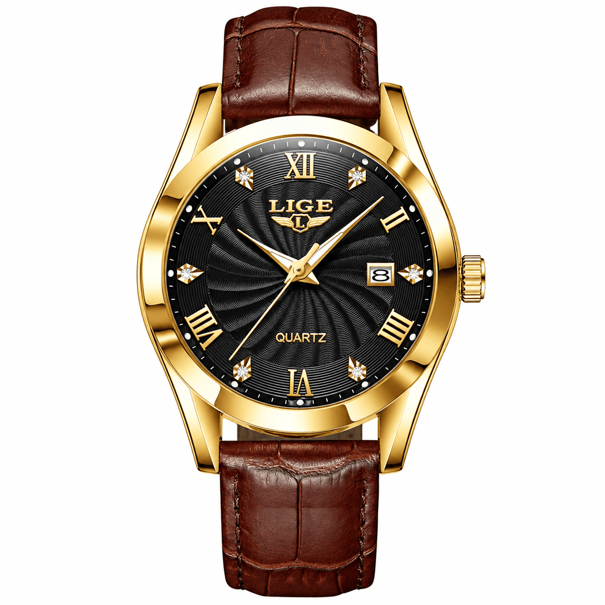 Classic Women's Watch with Leather Strap & Luxury Design — Belle Margot Classic Women's Watch with Leather Strap & Luxury Design — Belle Margot Gold black