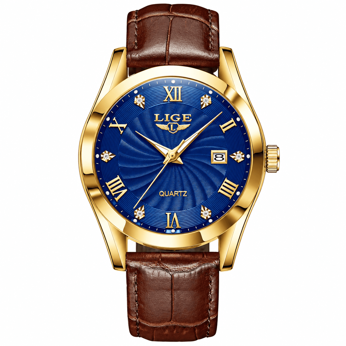Classic Women's Watch with Leather Strap & Luxury Design — Belle Margot Classic Women's Watch with Leather Strap & Luxury Design — Belle Margot Gold blue