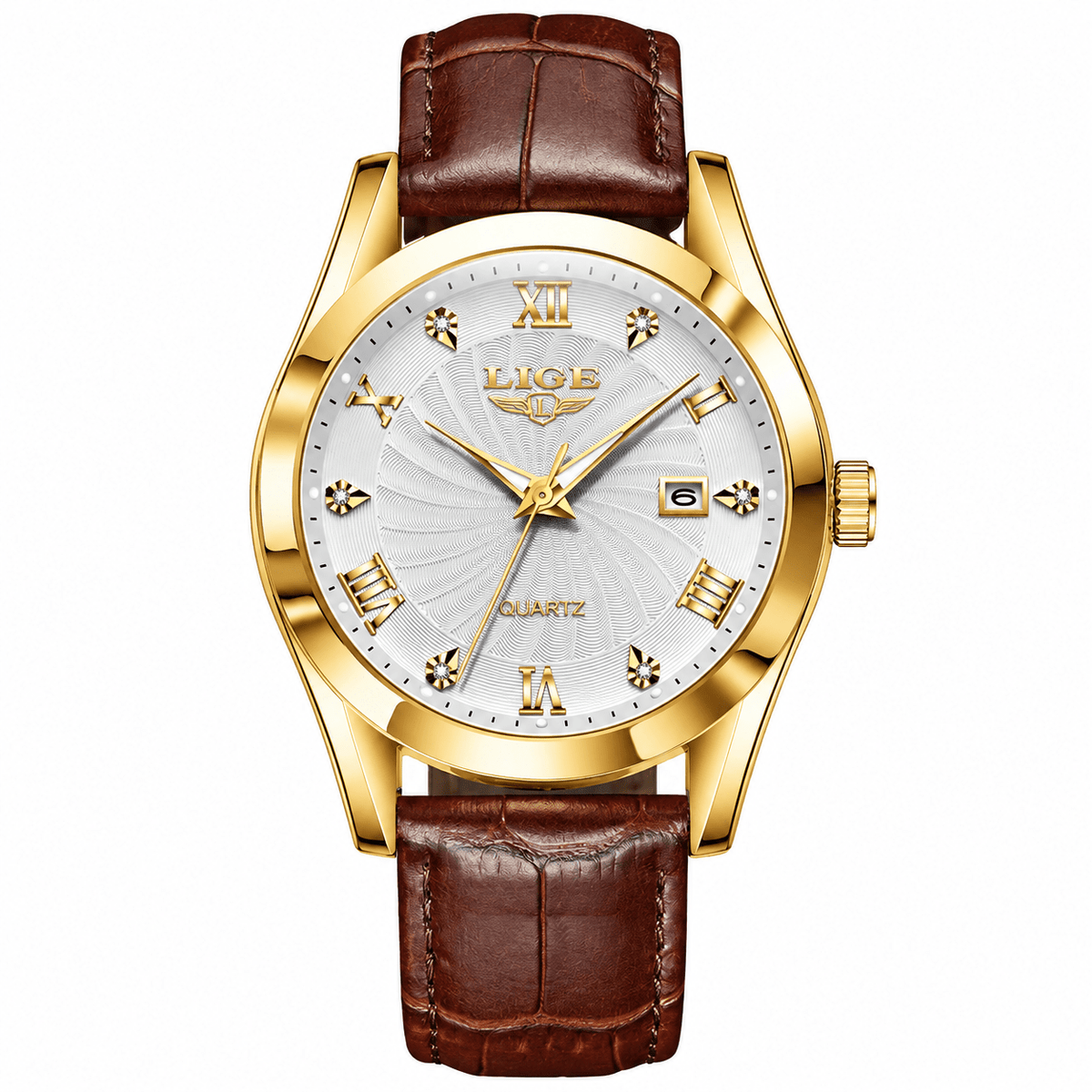 Classic Women's Watch with Leather Strap & Luxury Design — Belle Margot Classic Women's Watch with Leather Strap & Luxury Design — Belle Margot Gold white