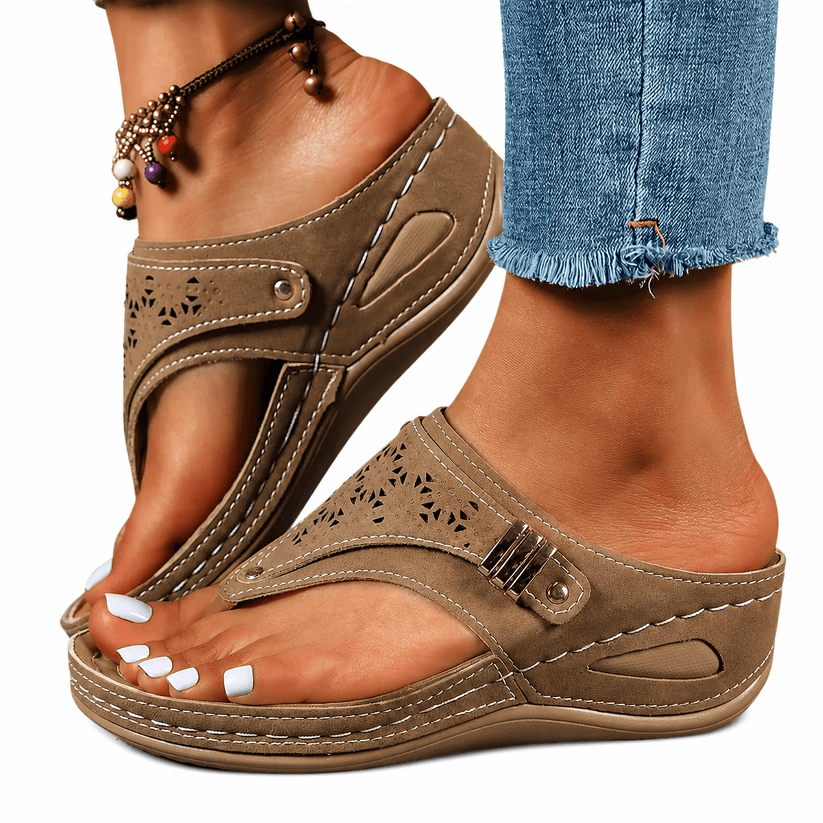 Comfortable Leather Platform Wedge Sandals - Sierenza Comfortable Leather Platform Wedge Sandals - Sierenza 